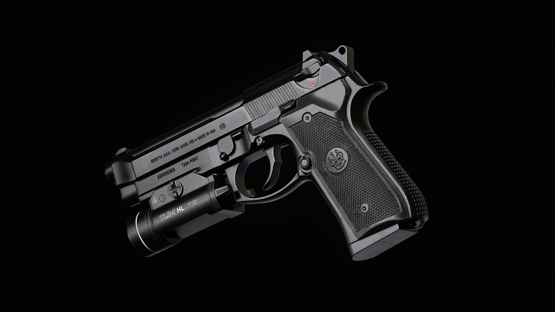 M9A1 - Flashlight Low-poly 3D model_1