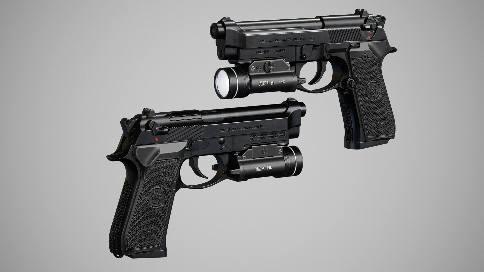 M9A1 - Flashlight Low-poly 3D model_11