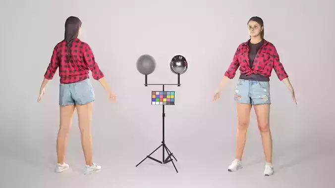 Stylish woman in a plaid shirt ready for animation 188