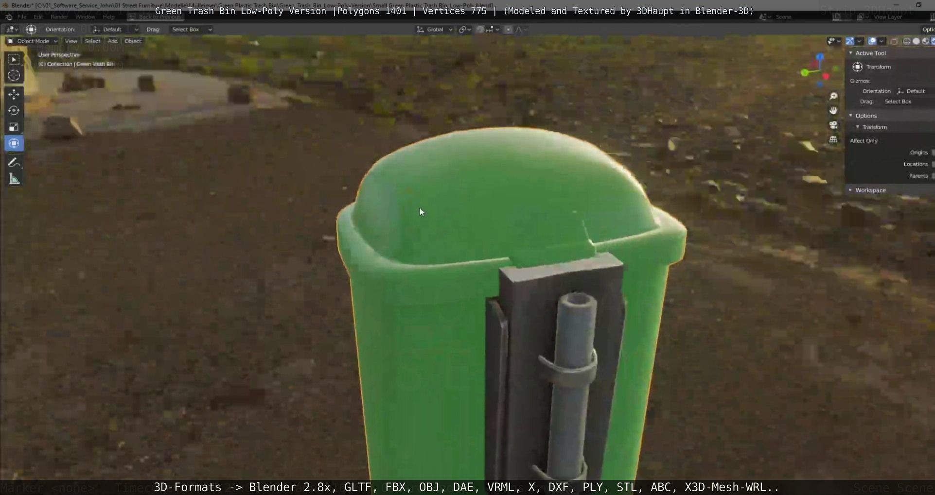 Low-Poly Green Trash Bin Low-poly 3D model_88