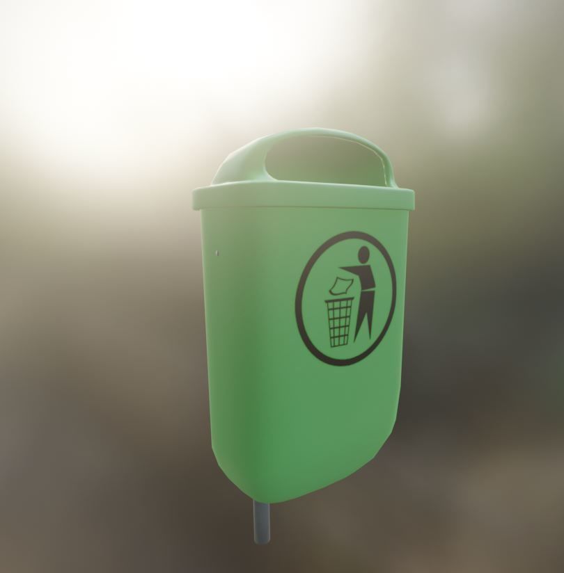 Low-Poly Green Trash Bin Low-poly 3D model_2