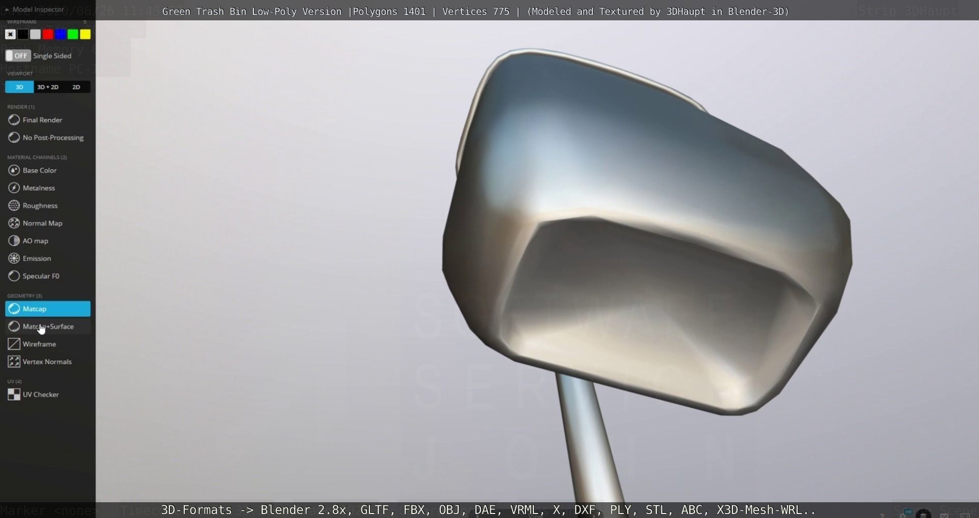 Low-Poly Green Trash Bin Low-poly 3D model_74