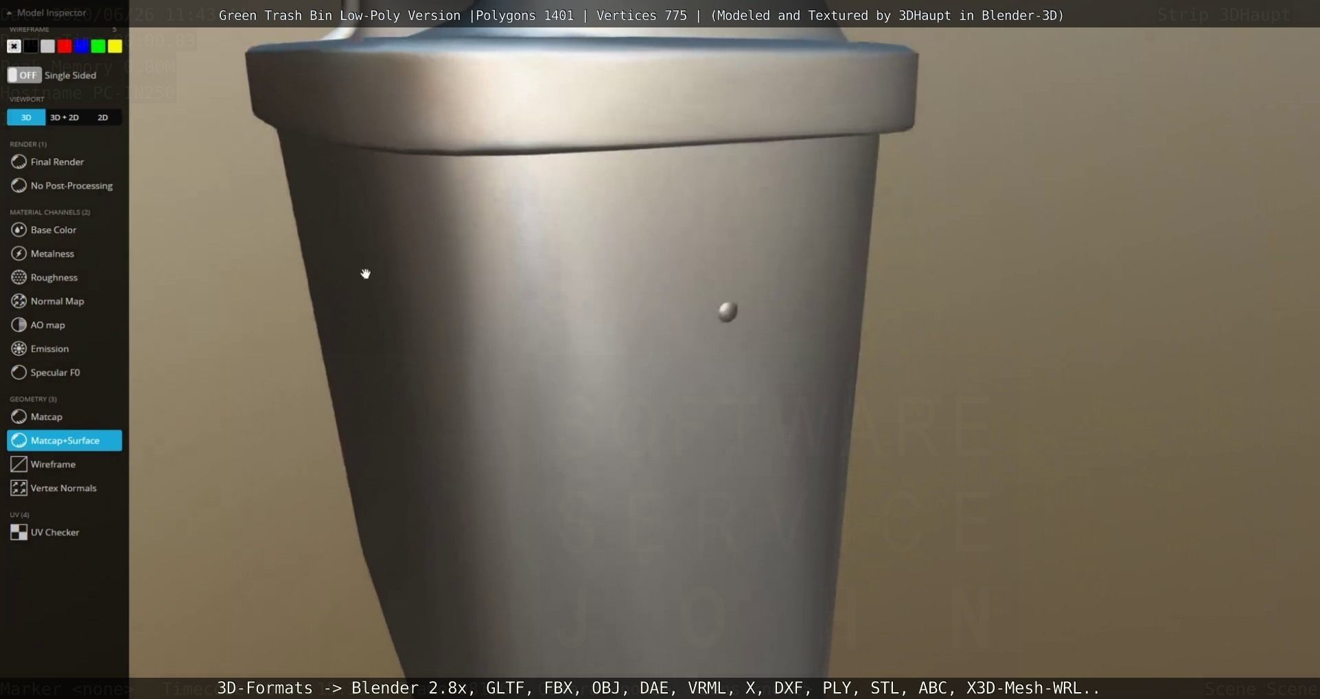 Low-Poly Green Trash Bin Low-poly 3D model_62