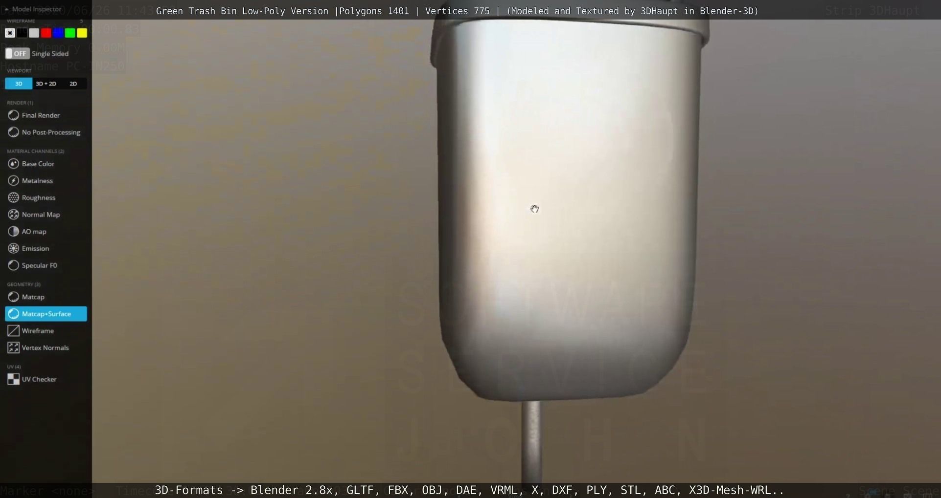 Low-Poly Green Trash Bin Low-poly 3D model_77