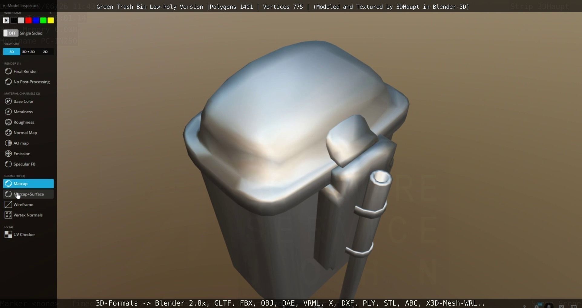 Low-Poly Green Trash Bin Low-poly 3D model_68