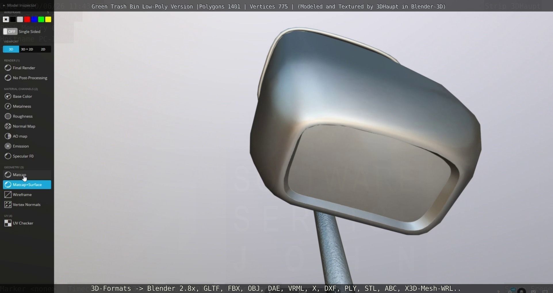 Low-Poly Green Trash Bin Low-poly 3D model_73