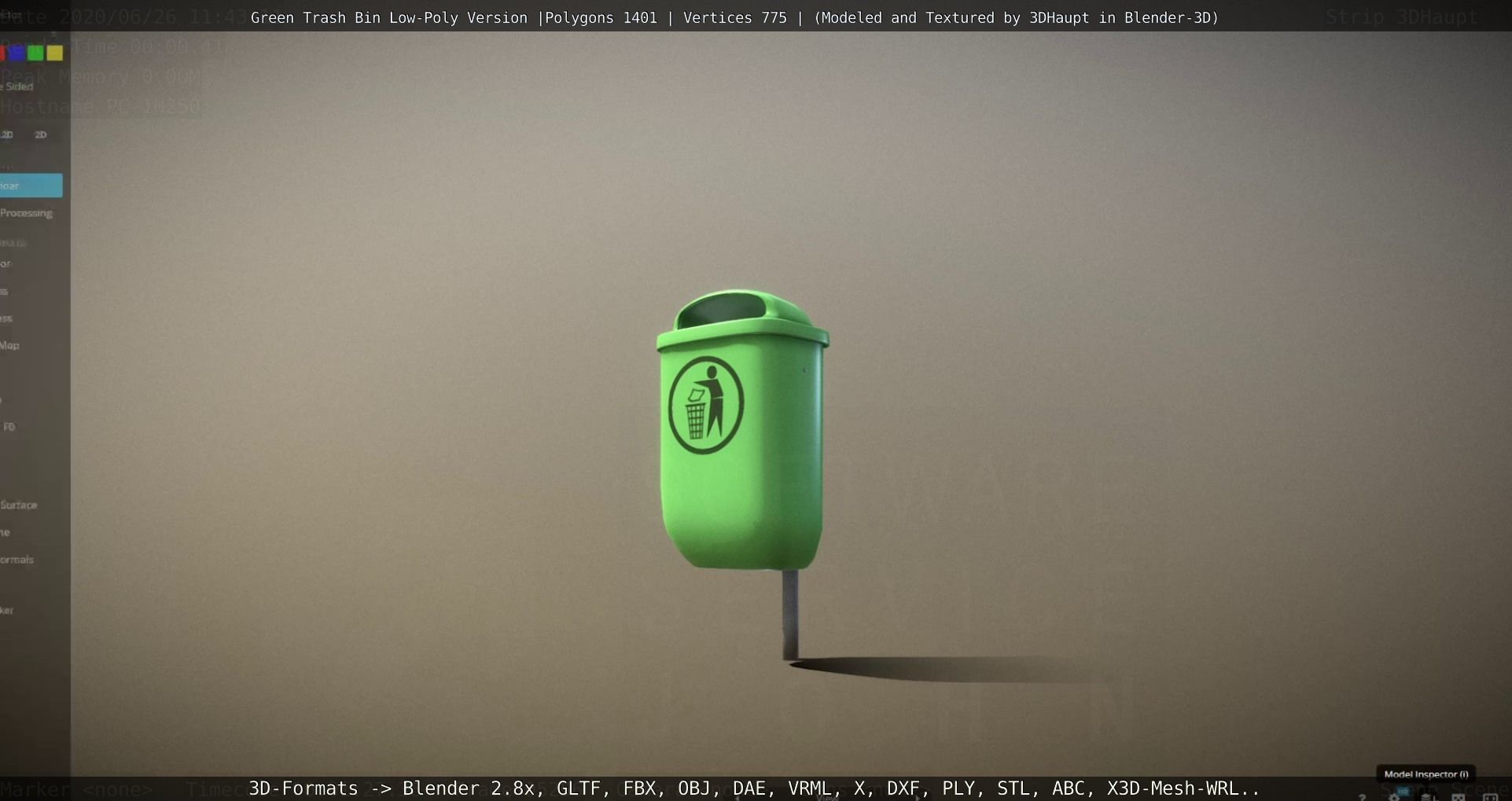 Low-Poly Green Trash Bin Low-poly 3D model_26