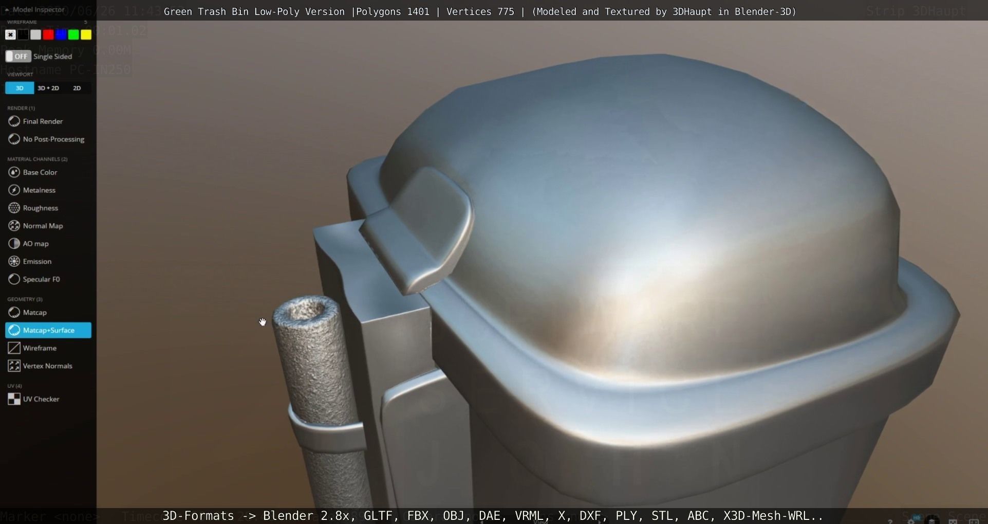 Low-Poly Green Trash Bin Low-poly 3D model_70