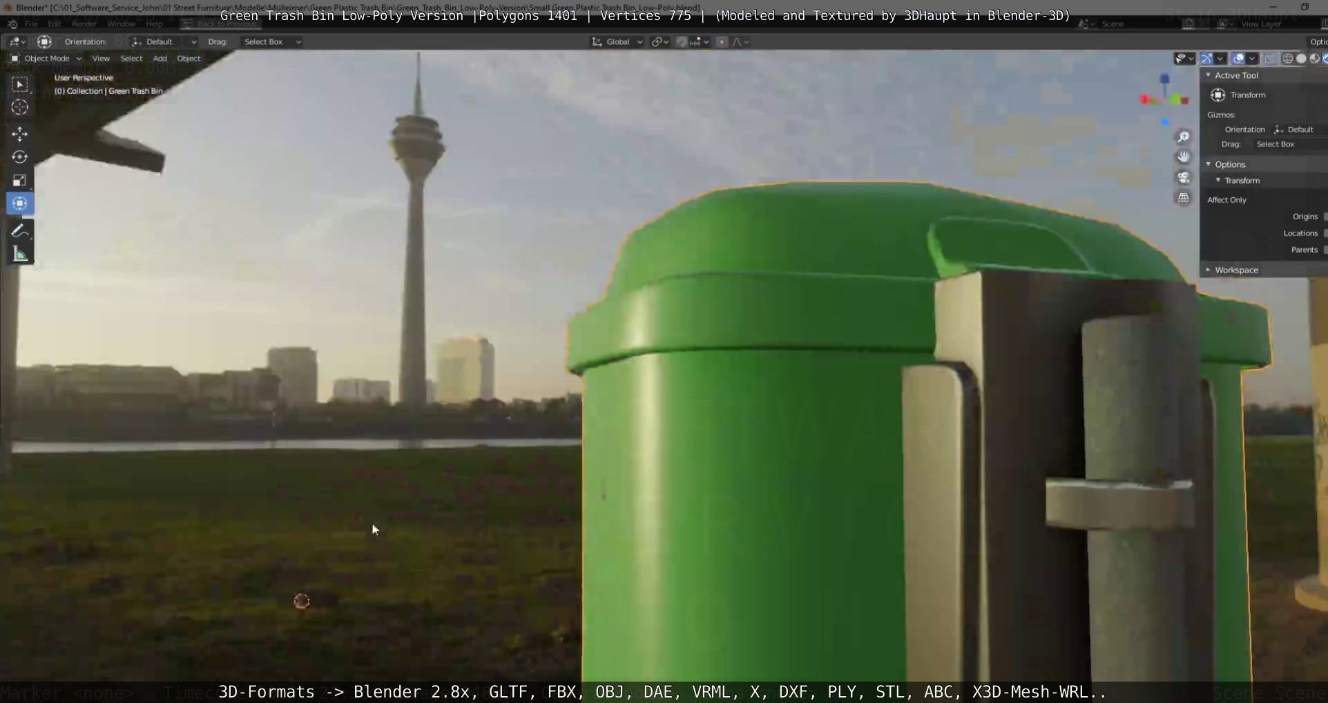 Low-Poly Green Trash Bin Low-poly 3D model_56