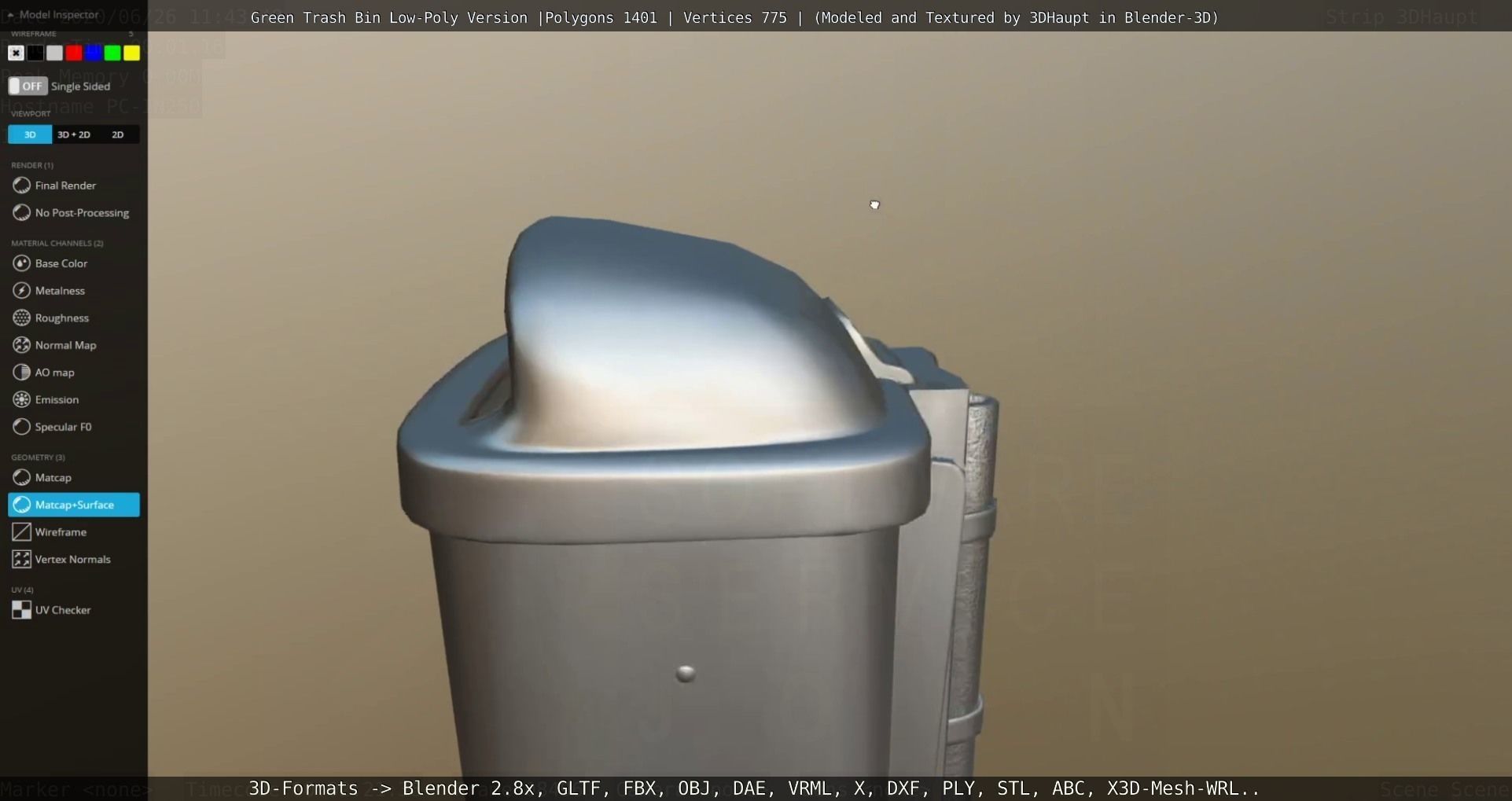 Low-Poly Green Trash Bin Low-poly 3D model_65