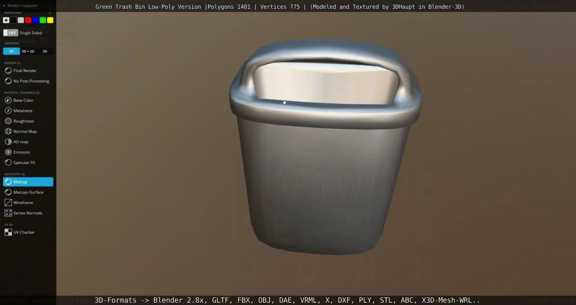 Low-Poly Green Trash Bin Low-poly 3D model_60