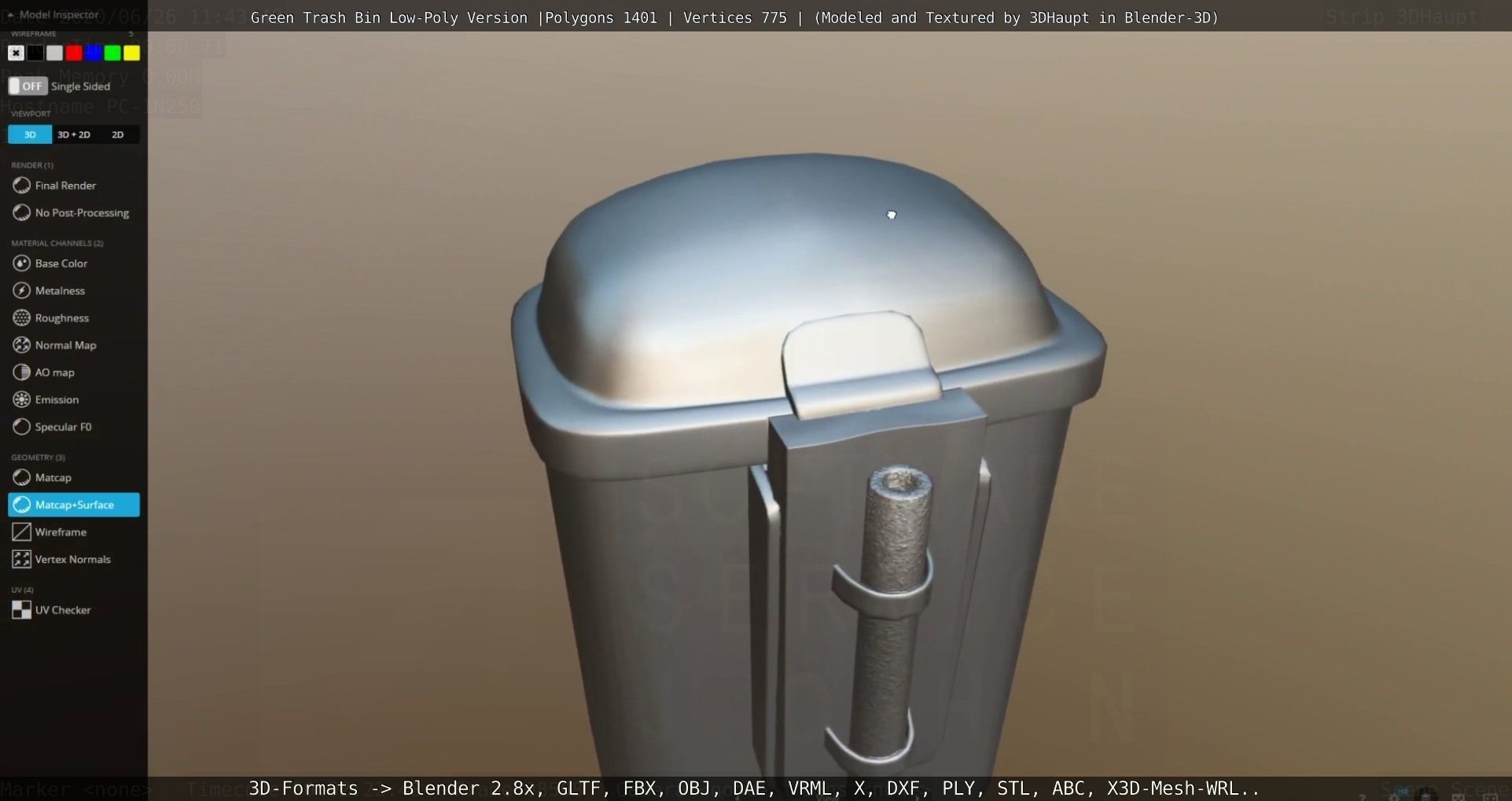 Low-Poly Green Trash Bin Low-poly 3D model_67