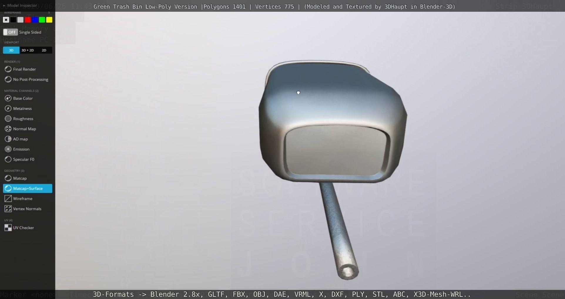 Low-Poly Green Trash Bin Low-poly 3D model_75