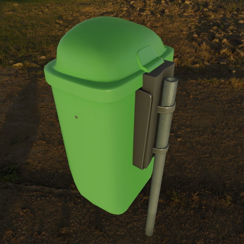 Low-Poly Green Trash Bin Low-poly 3D model_3