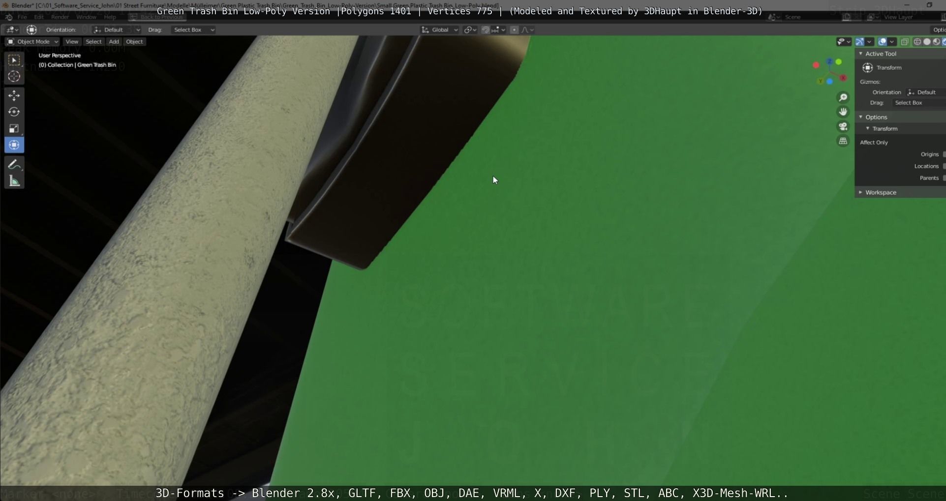 Low-Poly Green Trash Bin Low-poly 3D model_83