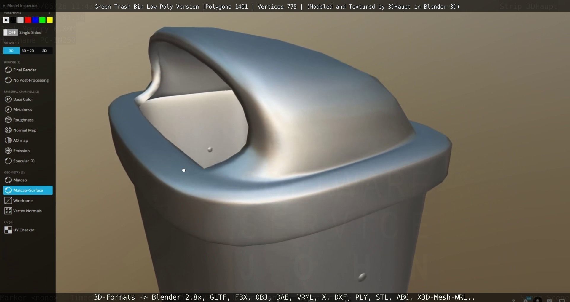 Low-Poly Green Trash Bin Low-poly 3D model_63