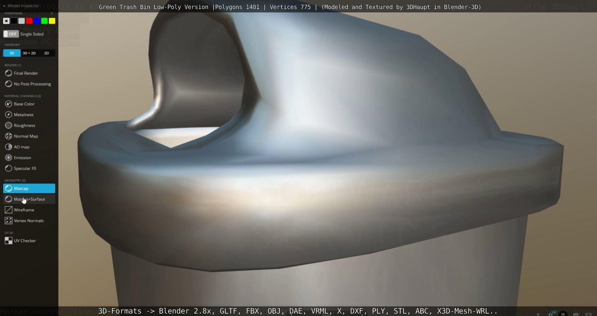 Low-Poly Green Trash Bin Low-poly 3D model_27