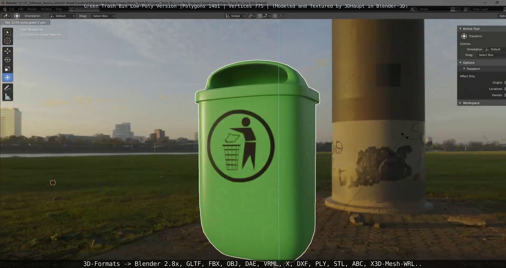 Low-Poly Green Trash Bin Low-poly 3D model_52