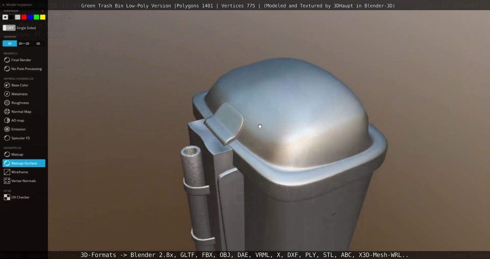 Low-Poly Green Trash Bin Low-poly 3D model_69