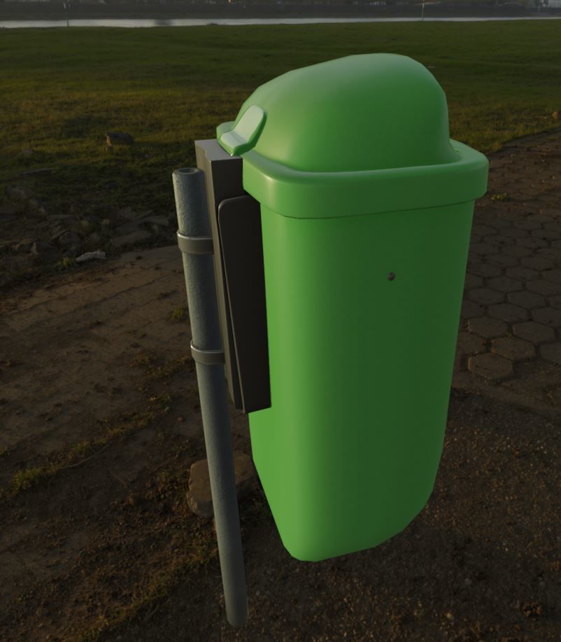 Low-Poly Green Trash Bin Low-poly 3D model_7