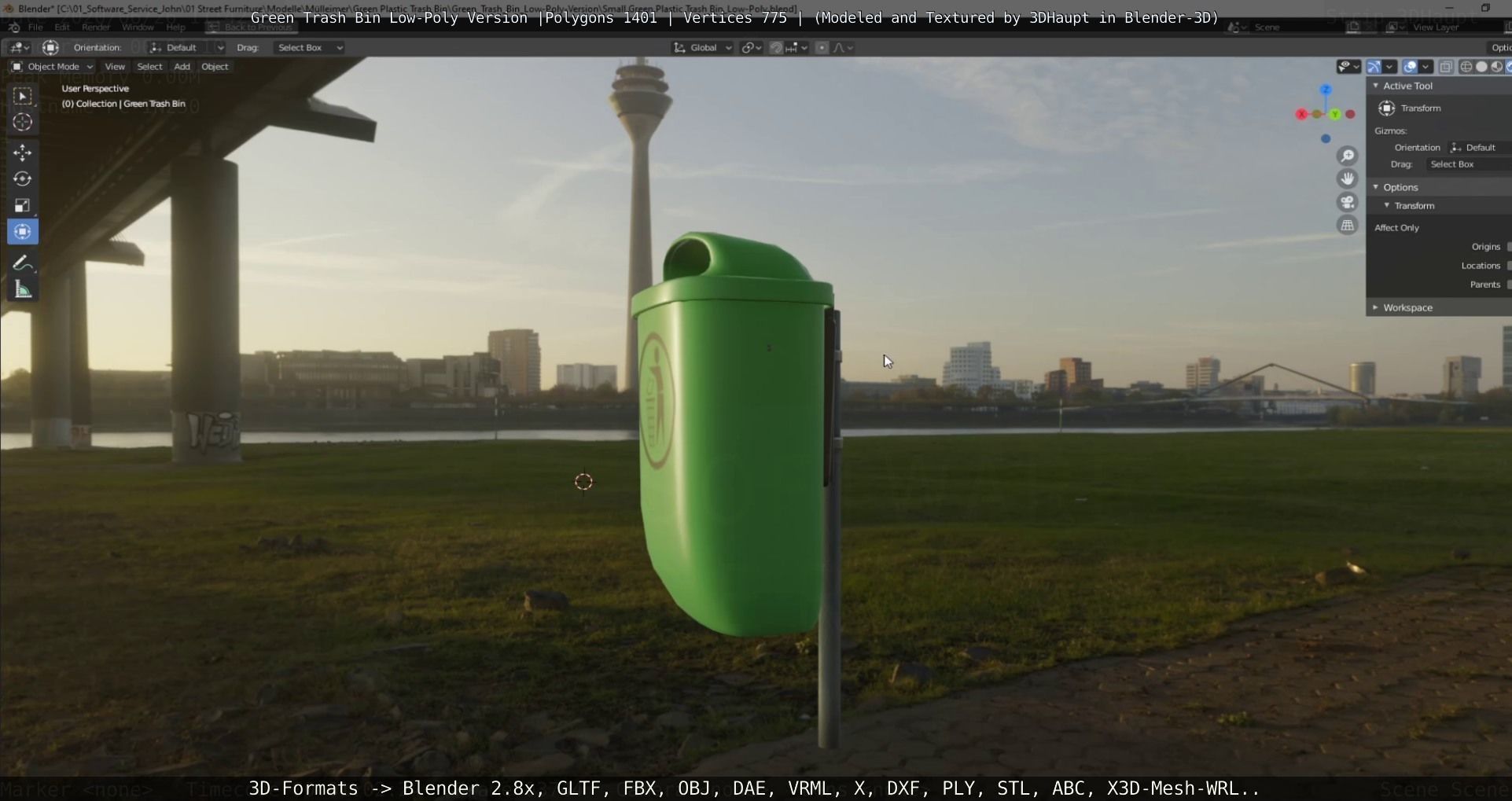 Low-Poly Green Trash Bin Low-poly 3D model_39