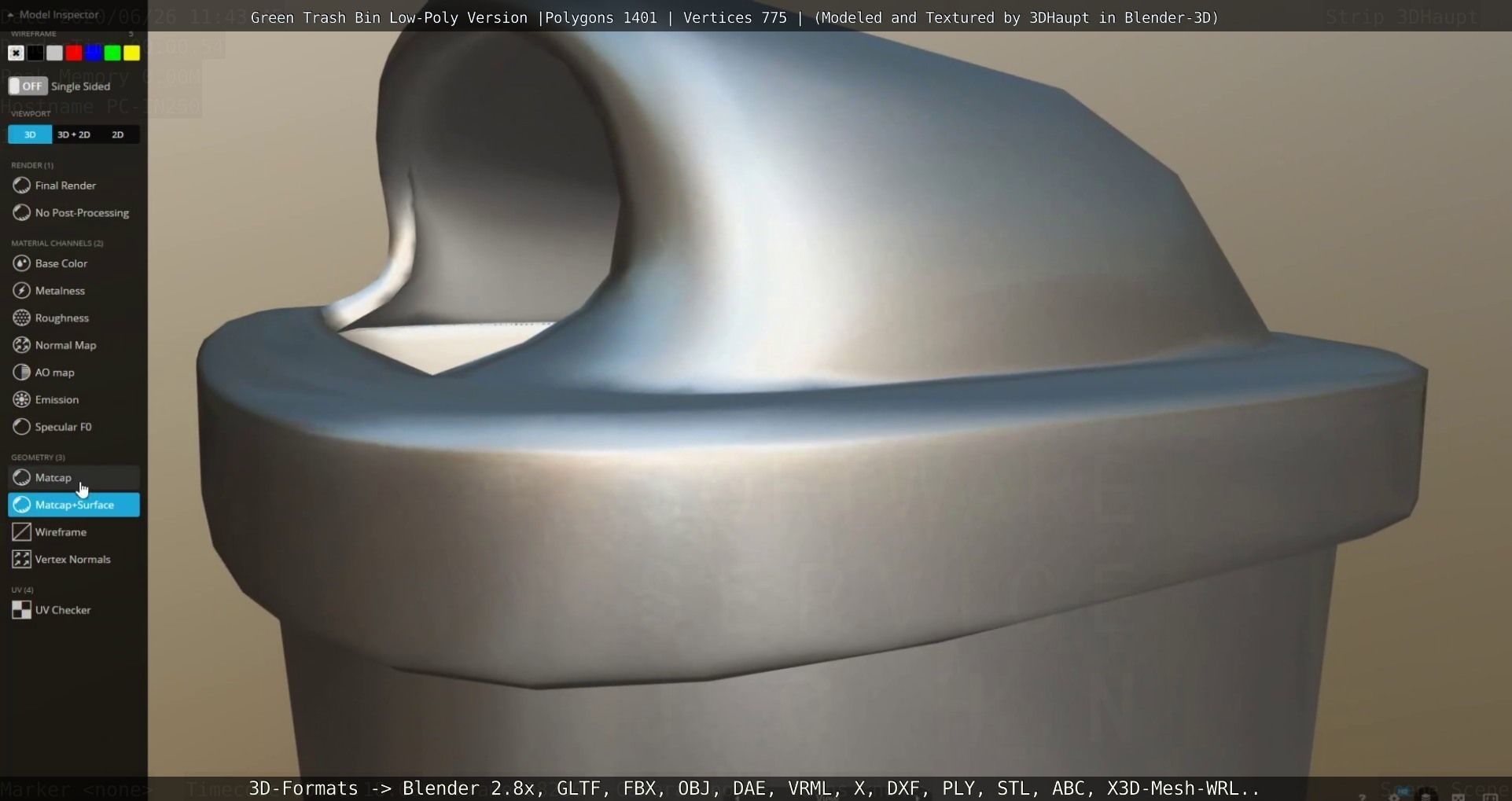 Low-Poly Green Trash Bin Low-poly 3D model_28