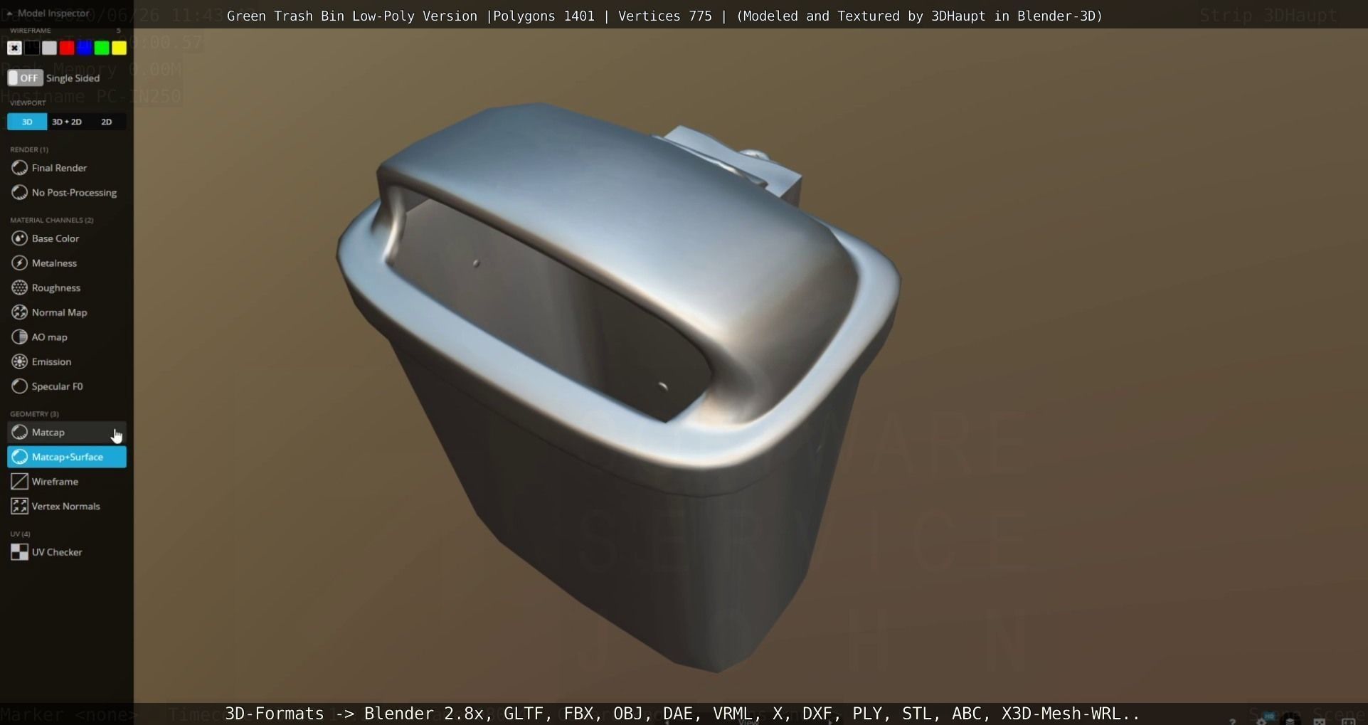 Low-Poly Green Trash Bin Low-poly 3D model_61