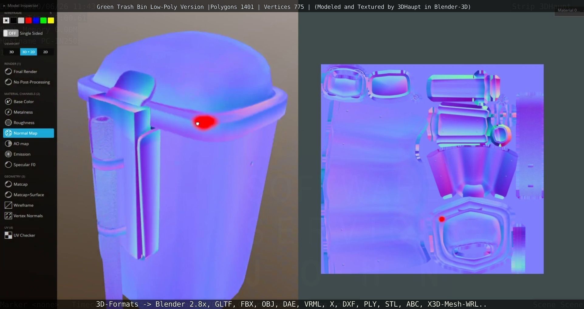 Low-Poly Green Trash Bin Low-poly 3D model_10