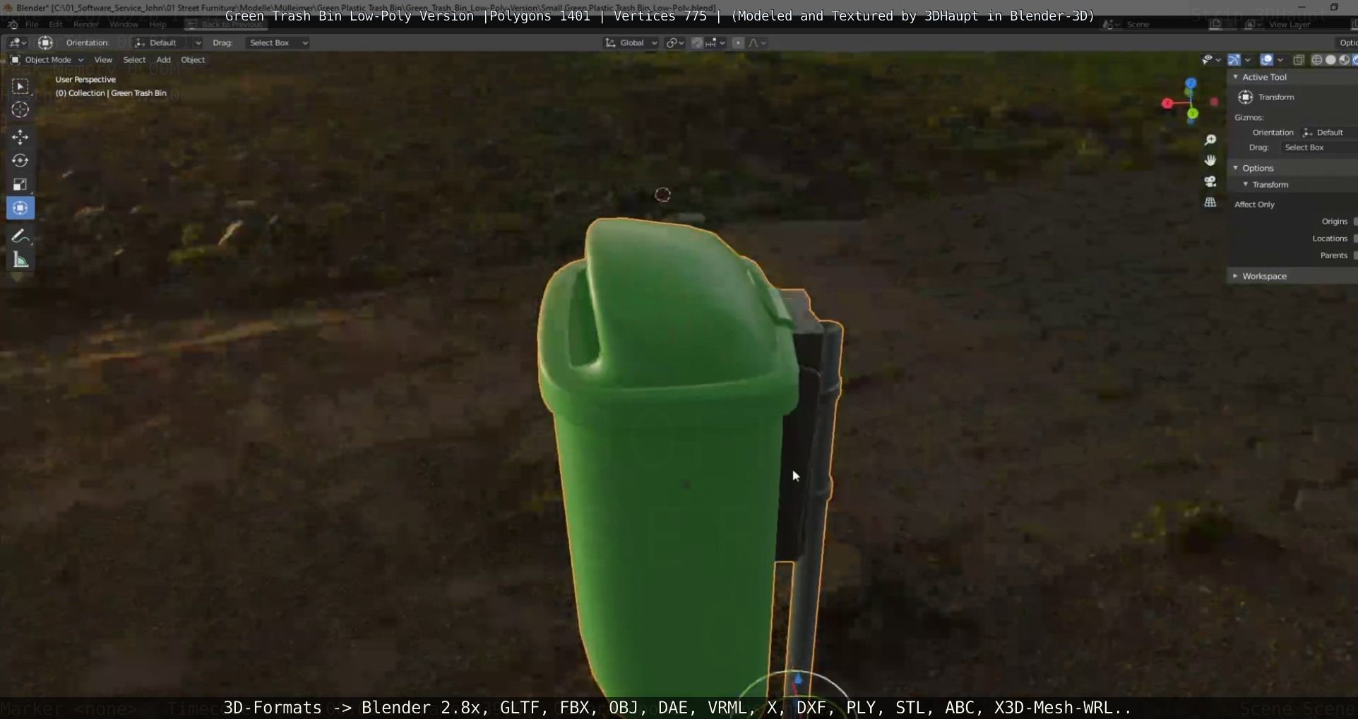 Low-Poly Green Trash Bin Low-poly 3D model_54