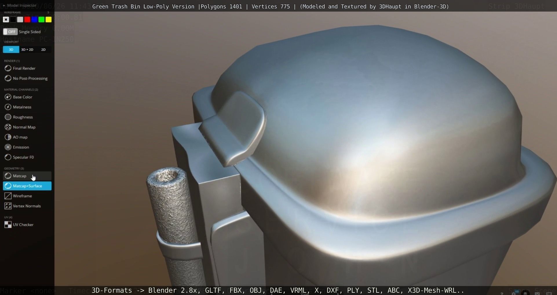 Low-Poly Green Trash Bin Low-poly 3D model_29