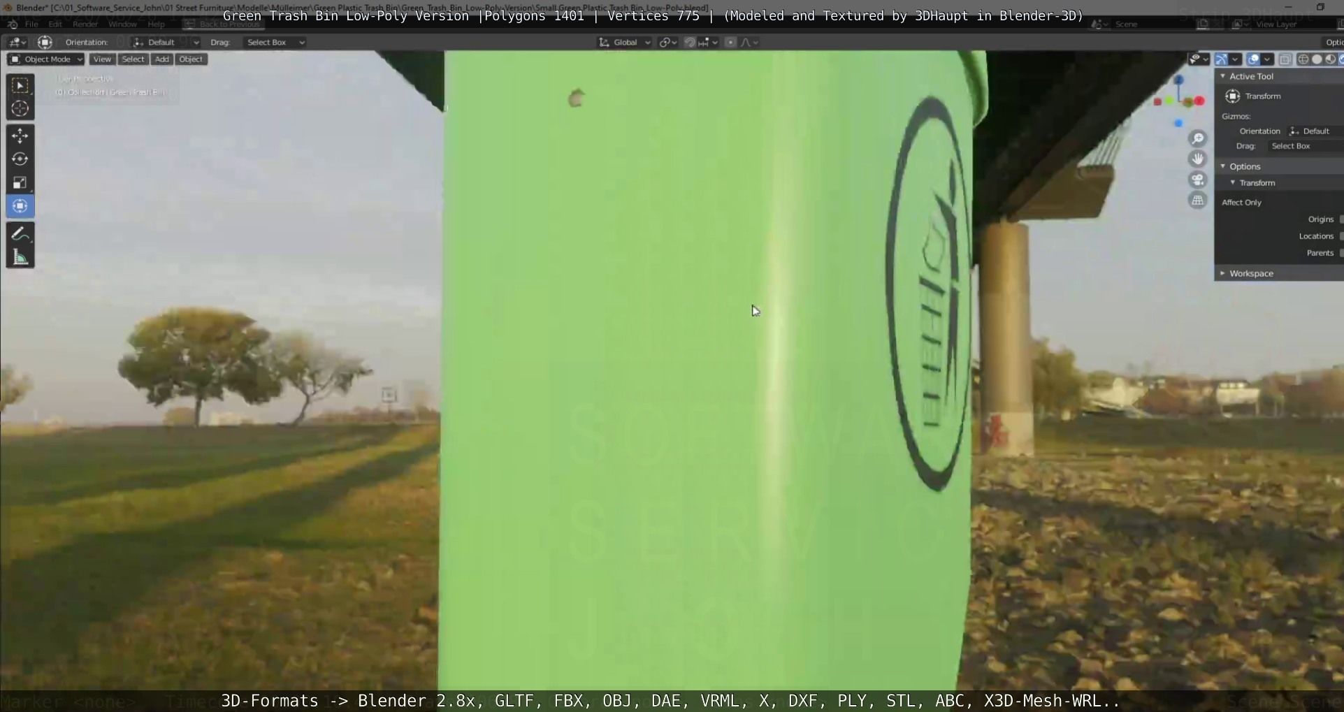 Low-Poly Green Trash Bin Low-poly 3D model_86