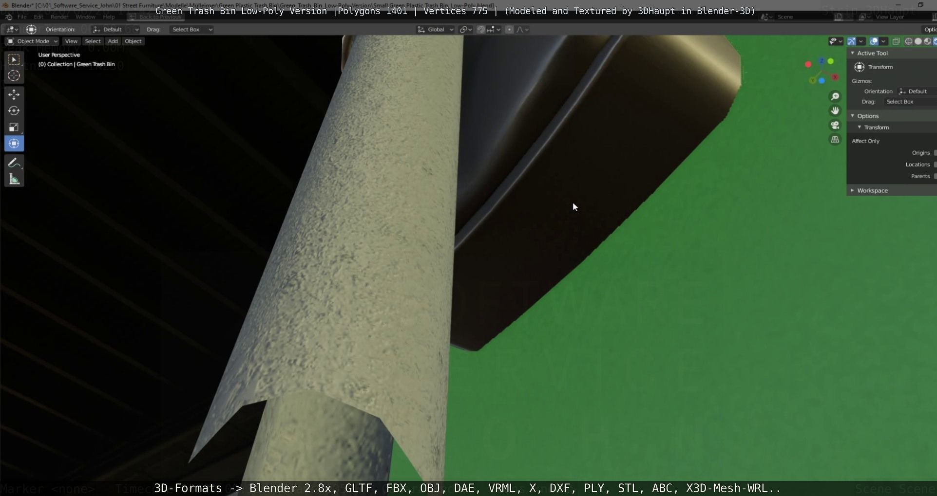 Low-Poly Green Trash Bin Low-poly 3D model_84