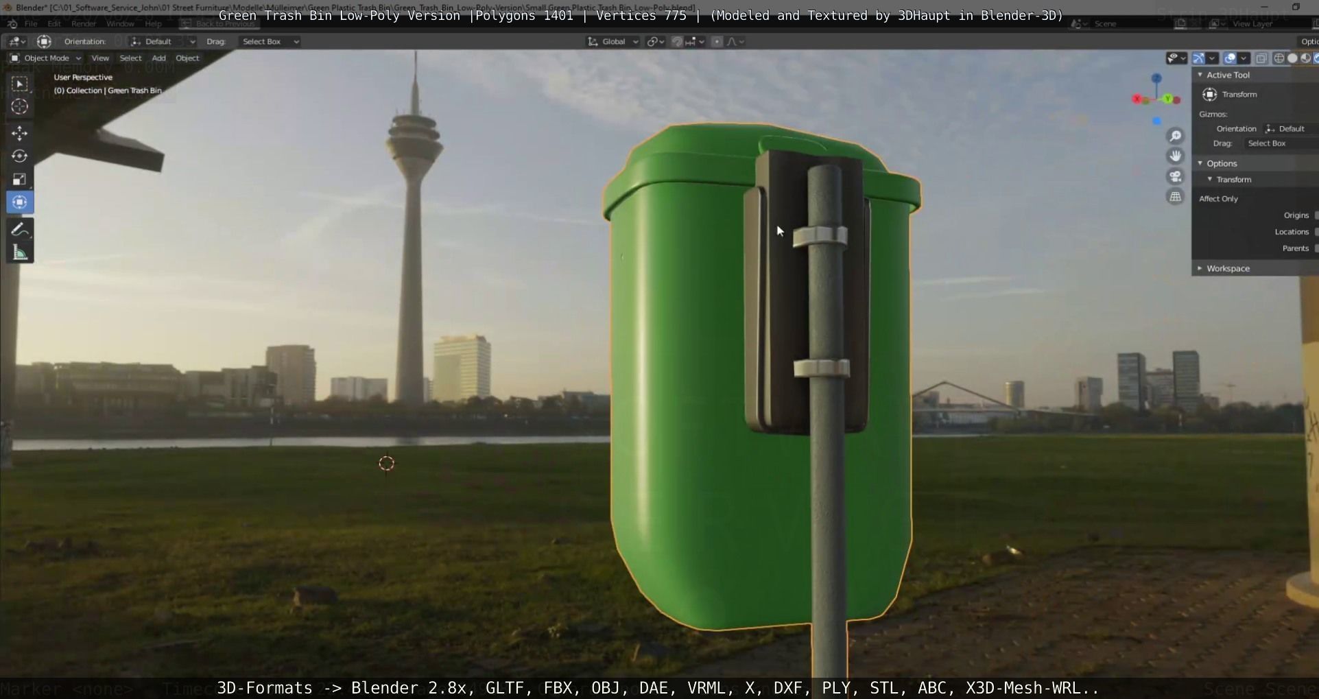 Low-Poly Green Trash Bin Low-poly 3D model_57