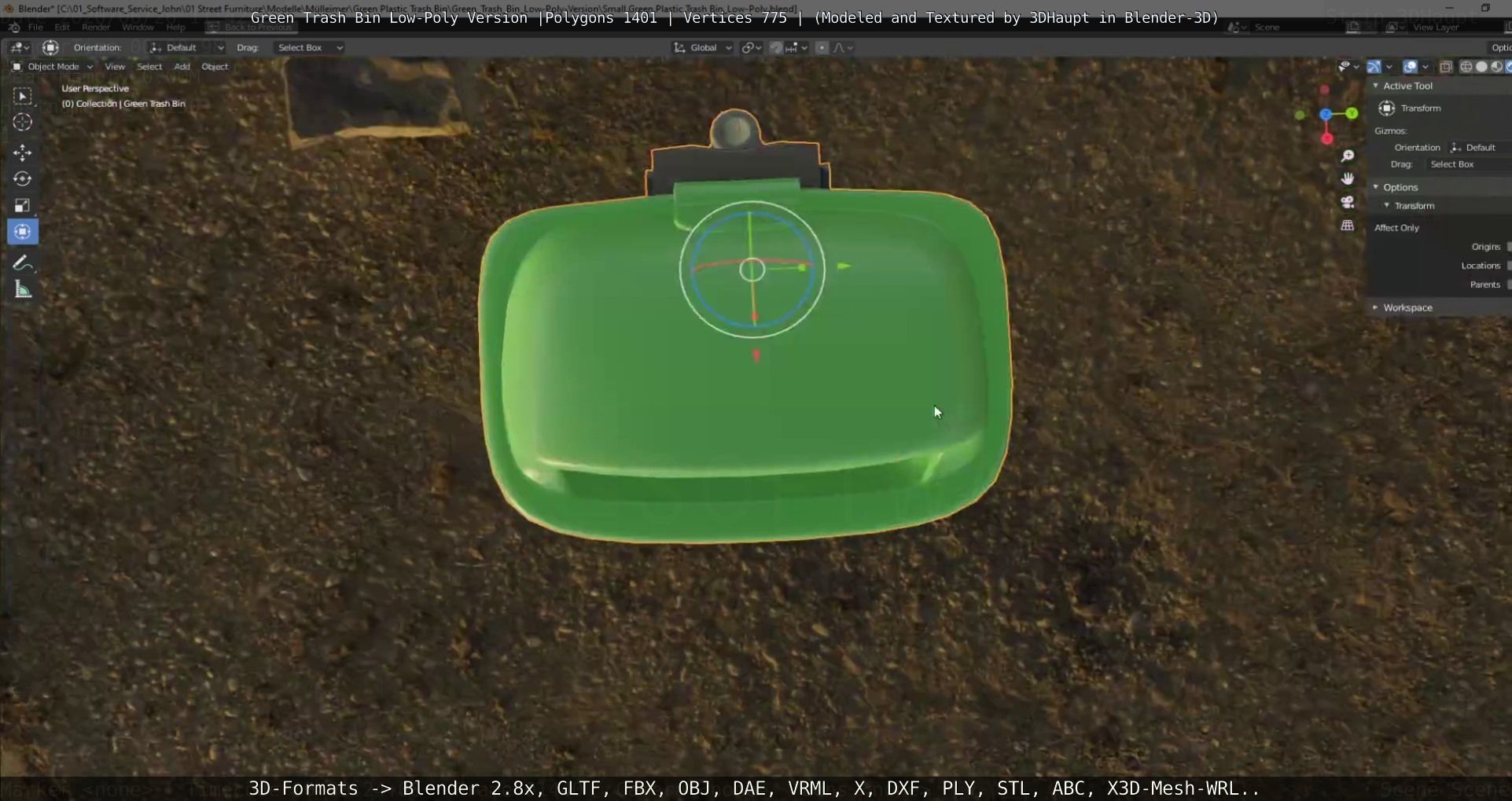 Low-Poly Green Trash Bin Low-poly 3D model_87