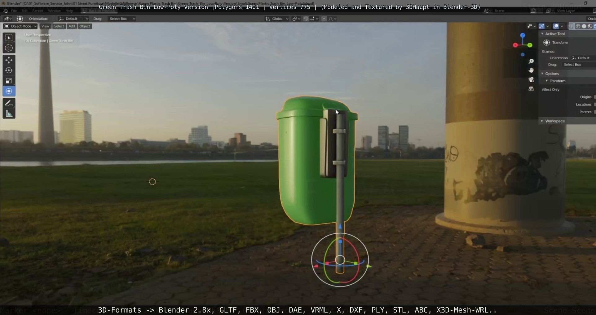 Low-Poly Green Trash Bin Low-poly 3D model_45