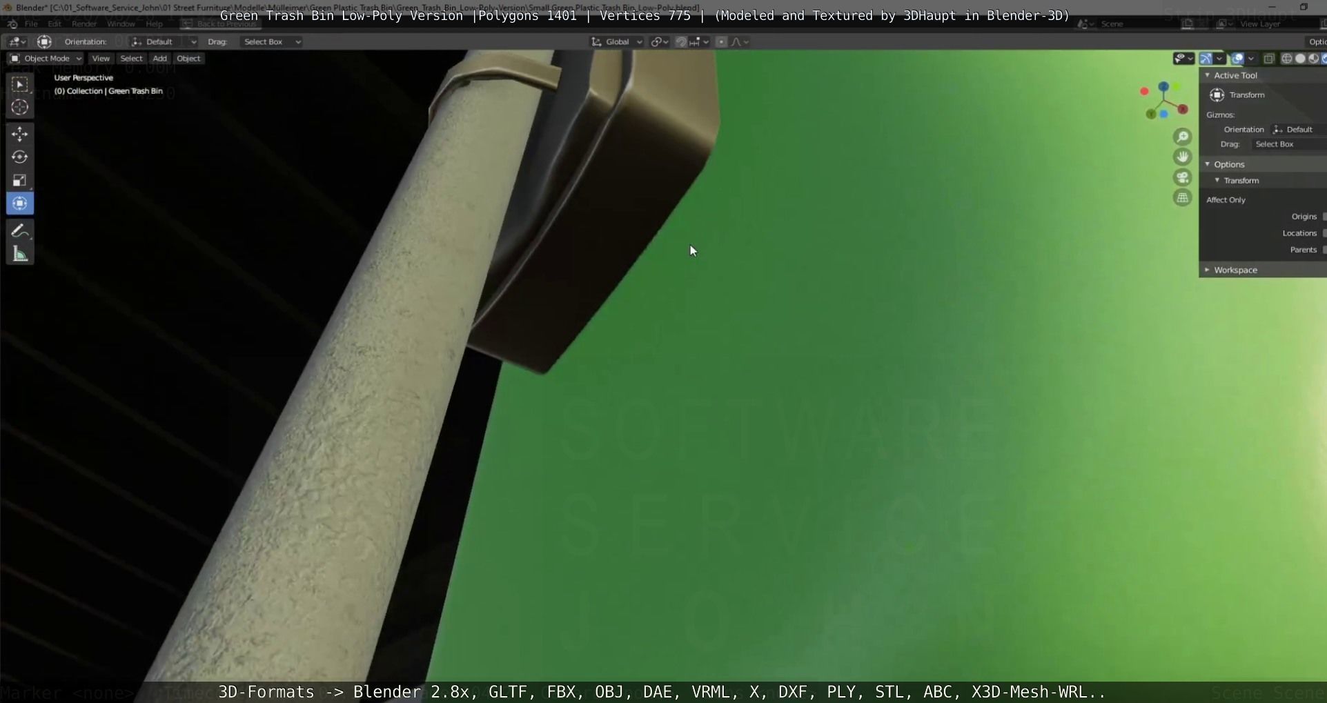 Low-Poly Green Trash Bin Low-poly 3D model_82