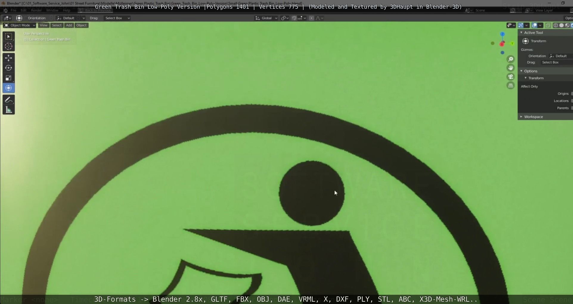 Low-Poly Green Trash Bin Low-poly 3D model_20