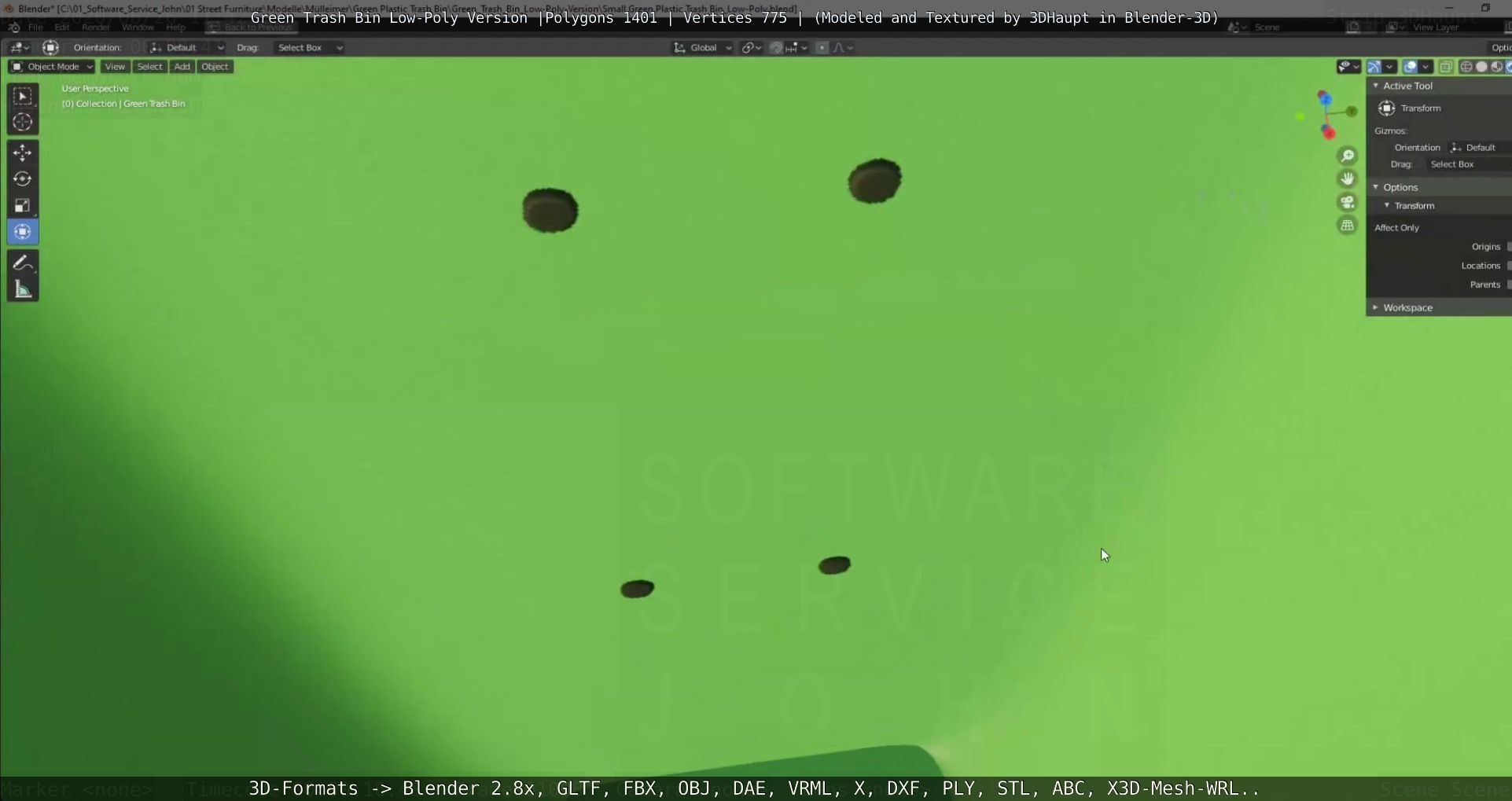 Low-Poly Green Trash Bin Low-poly 3D model_85