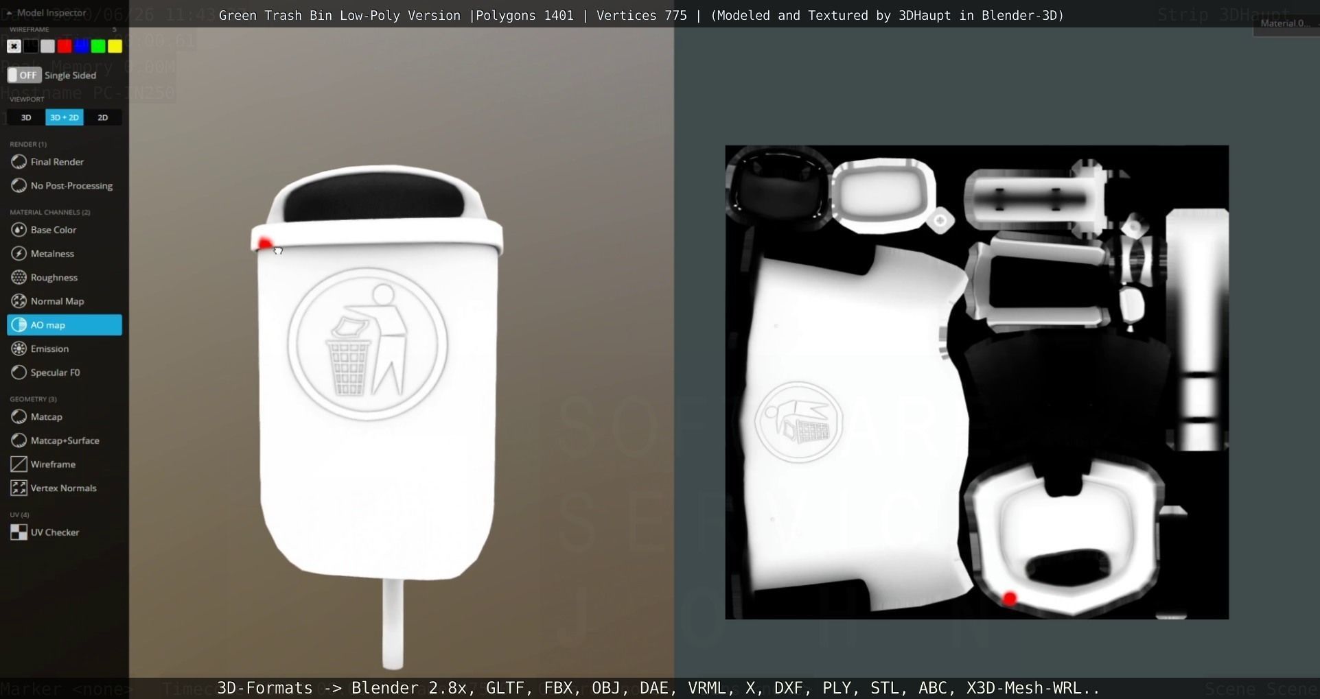 Low-Poly Green Trash Bin Low-poly 3D model_14