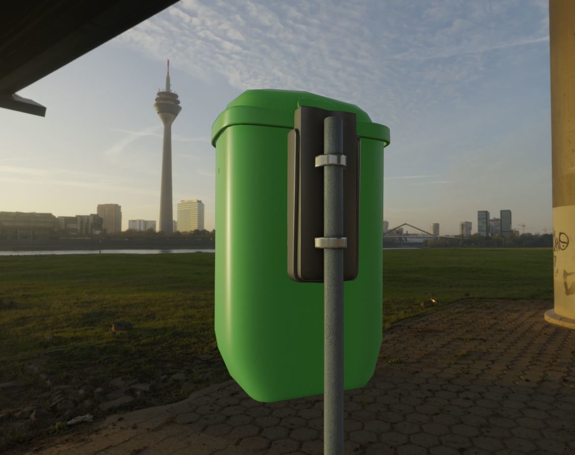 Low-Poly Green Trash Bin Low-poly 3D model_4