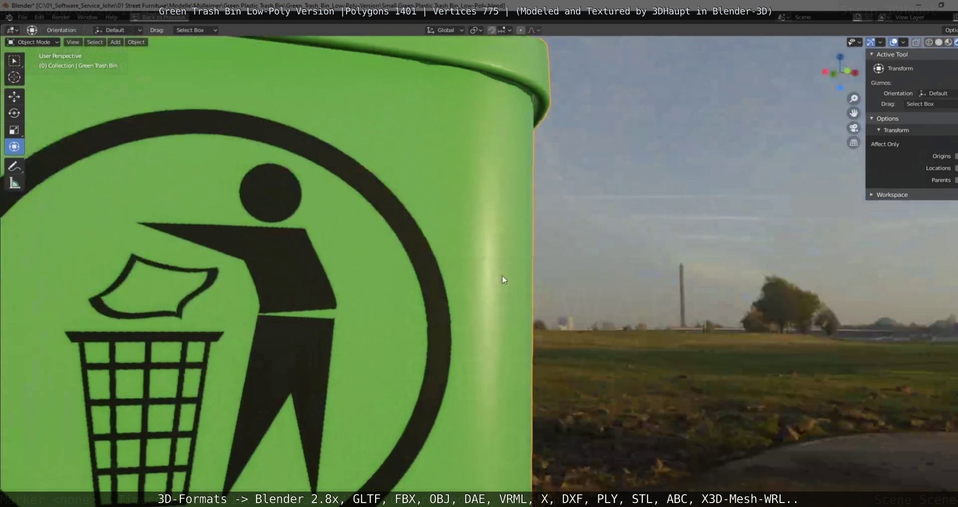 Low-Poly Green Trash Bin Low-poly 3D model_55