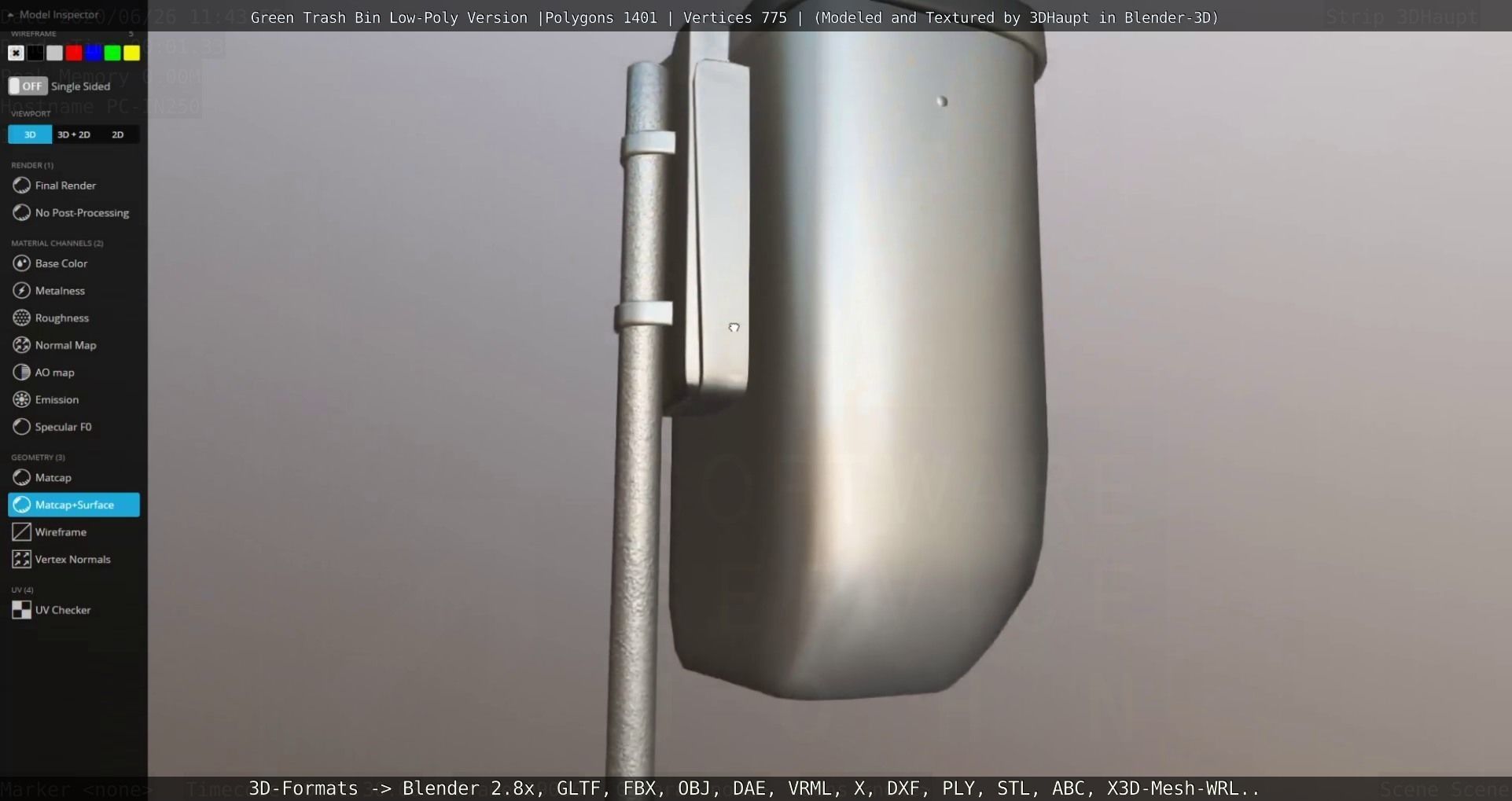 Low-Poly Green Trash Bin Low-poly 3D model_71