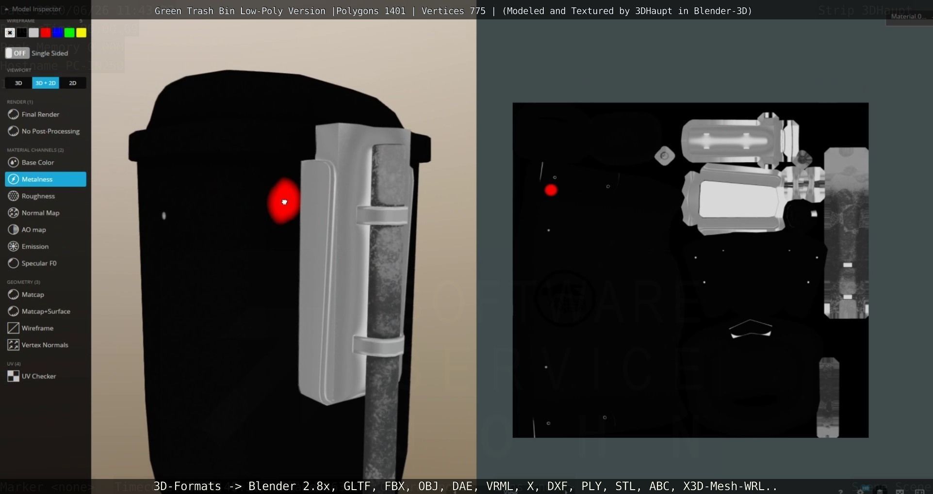 Low-Poly Green Trash Bin Low-poly 3D model_12