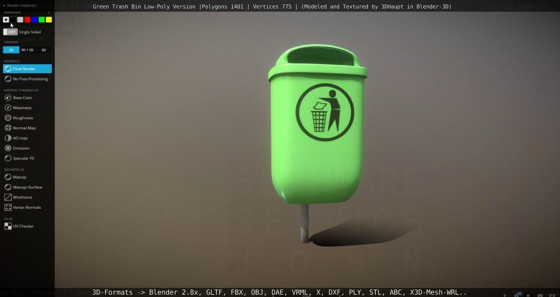 Low-Poly Green Trash Bin Low-poly 3D model_31
