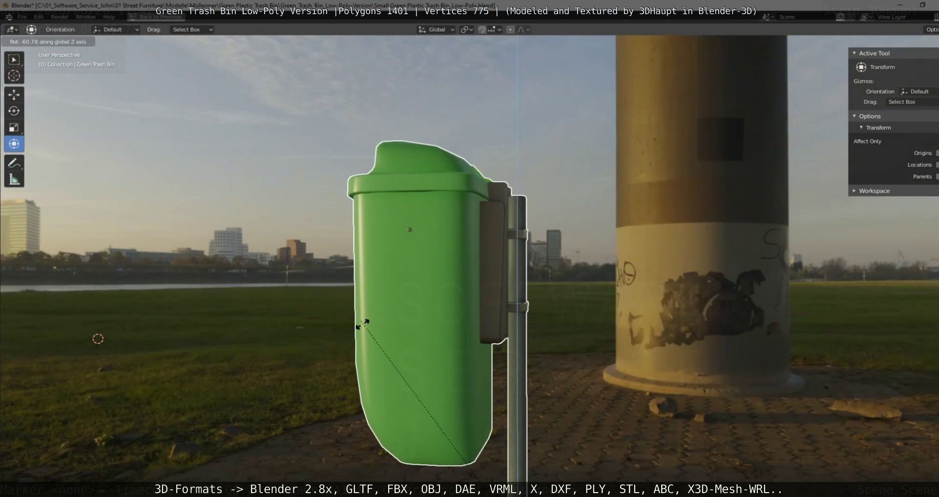 Low-Poly Green Trash Bin Low-poly 3D model_50