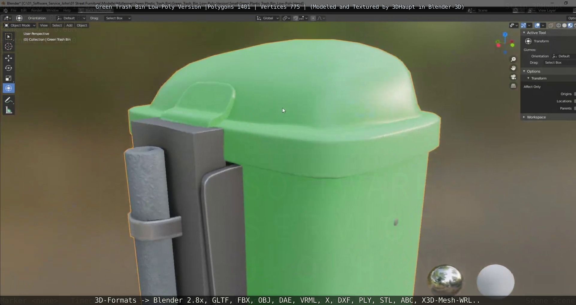 Low-Poly Green Trash Bin Low-poly 3D model_89