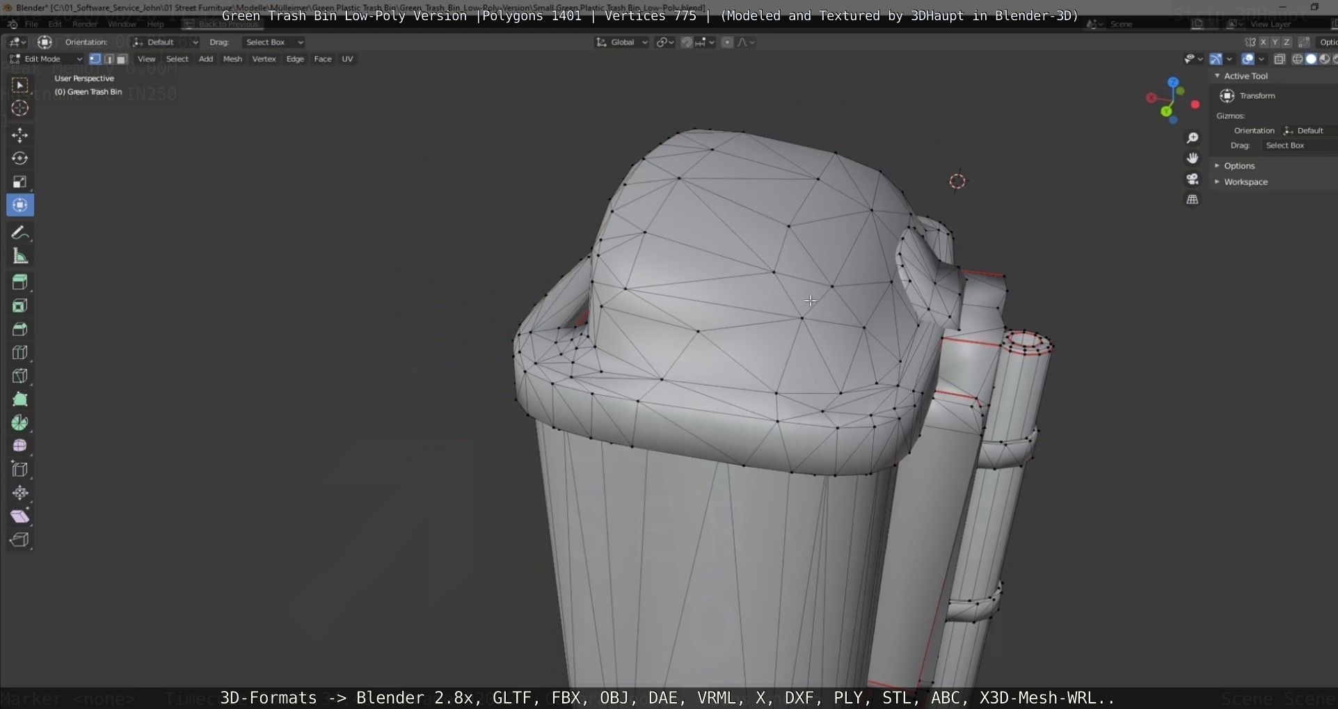 Low-Poly Green Trash Bin Low-poly 3D model_36