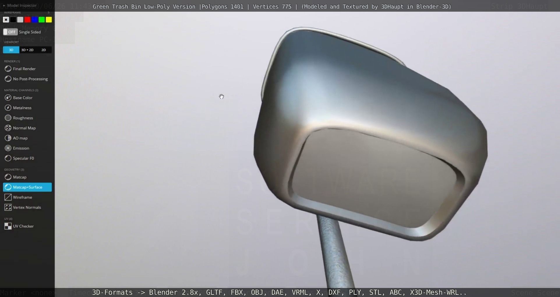 Low-Poly Green Trash Bin Low-poly 3D model_72