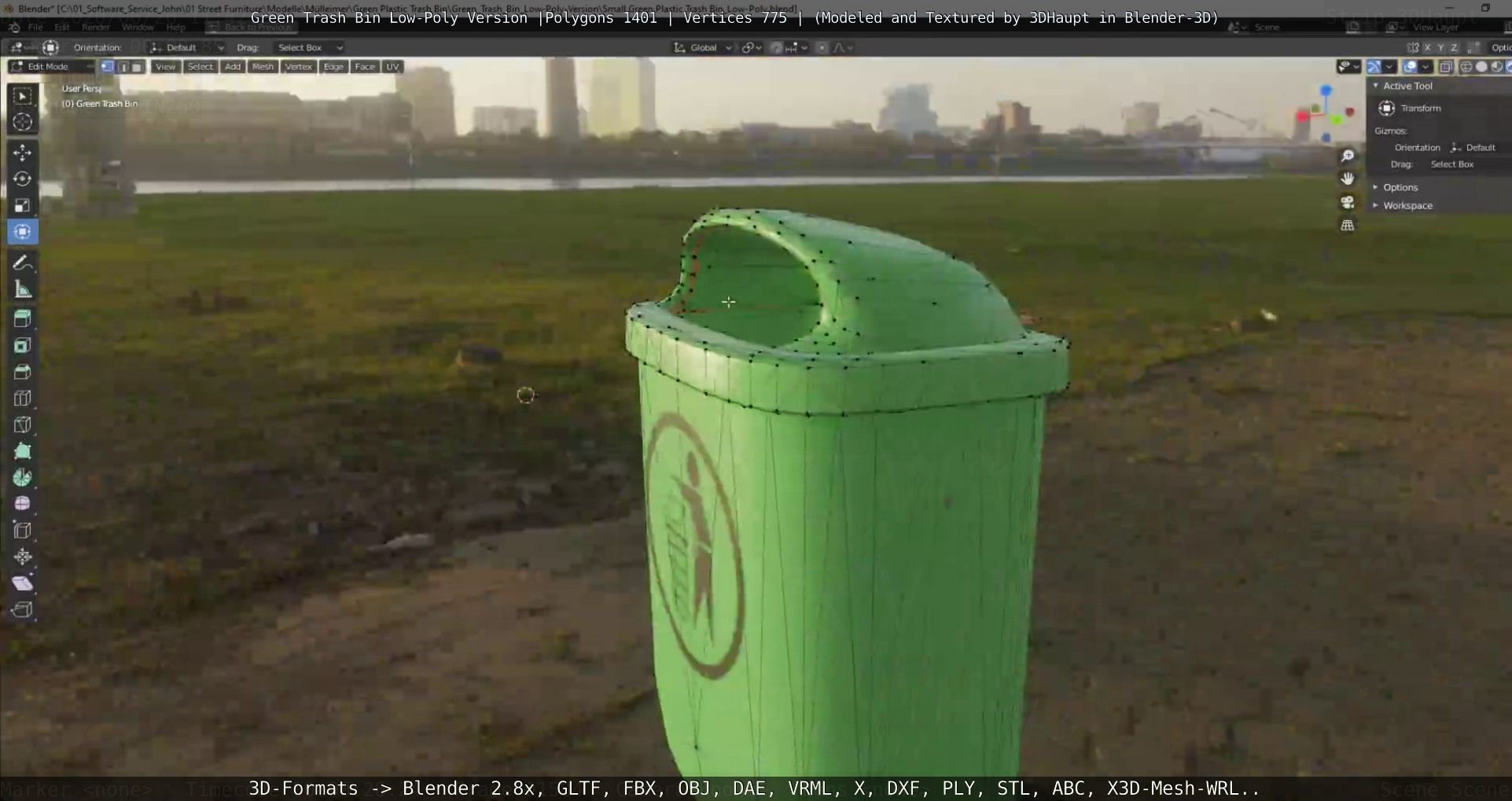Low-Poly Green Trash Bin Low-poly 3D model_23