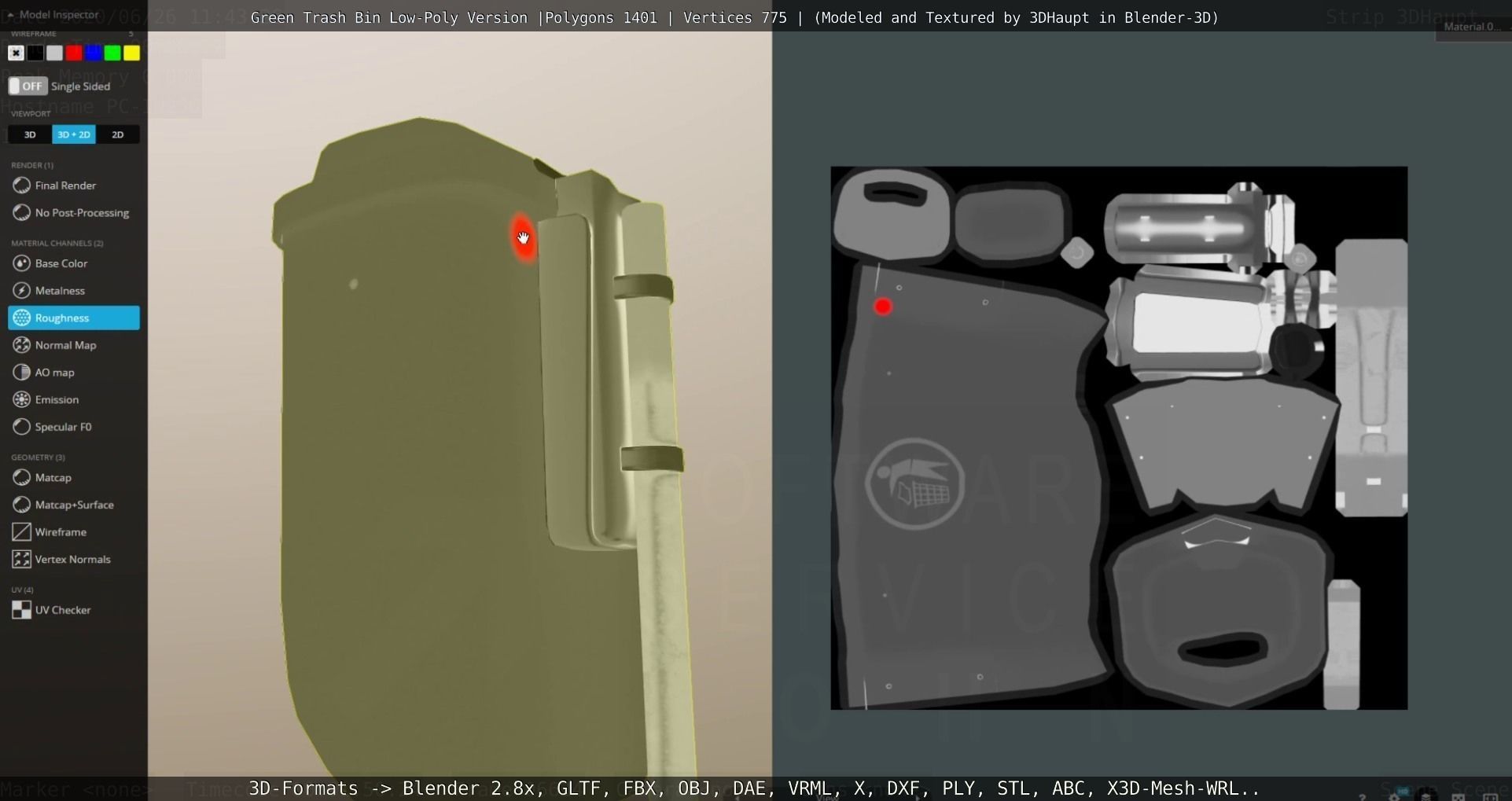 Low-Poly Green Trash Bin Low-poly 3D model_11